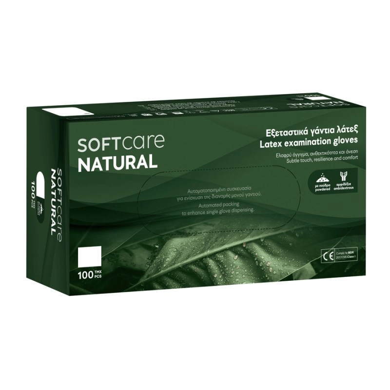 Γάντια Latex Soft Care NATURAL Με Πούδρα - Λευκά