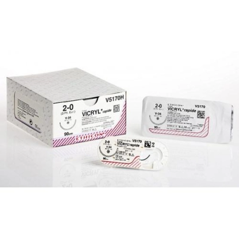 Ράμμα ταχείας απορρόφησης Vicryl rapide Ethicon 3/0, με στρόγγυλη βελόνα 22mm 70cm V2190H